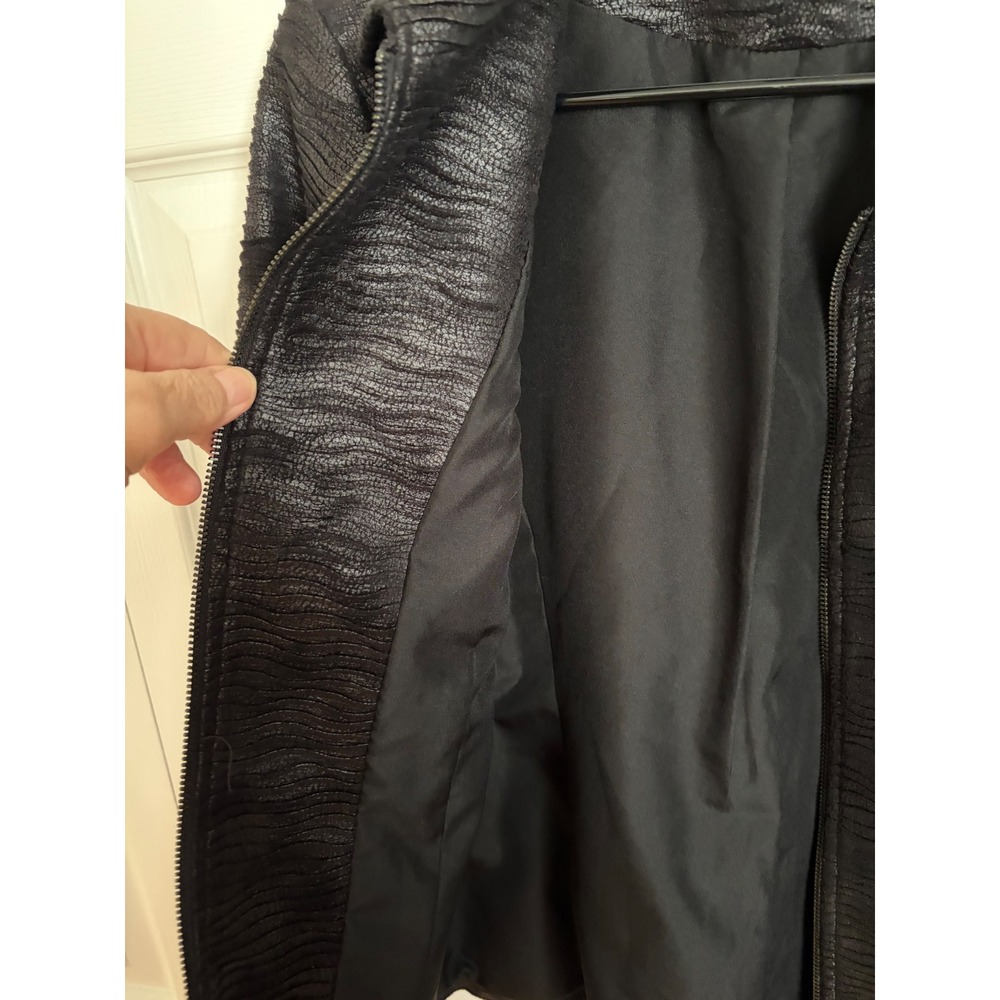 Conrad C Collection Womens Black Textured Zip Up Jacket Metallic JT11215M Size 8 - Picture 7 of 9
